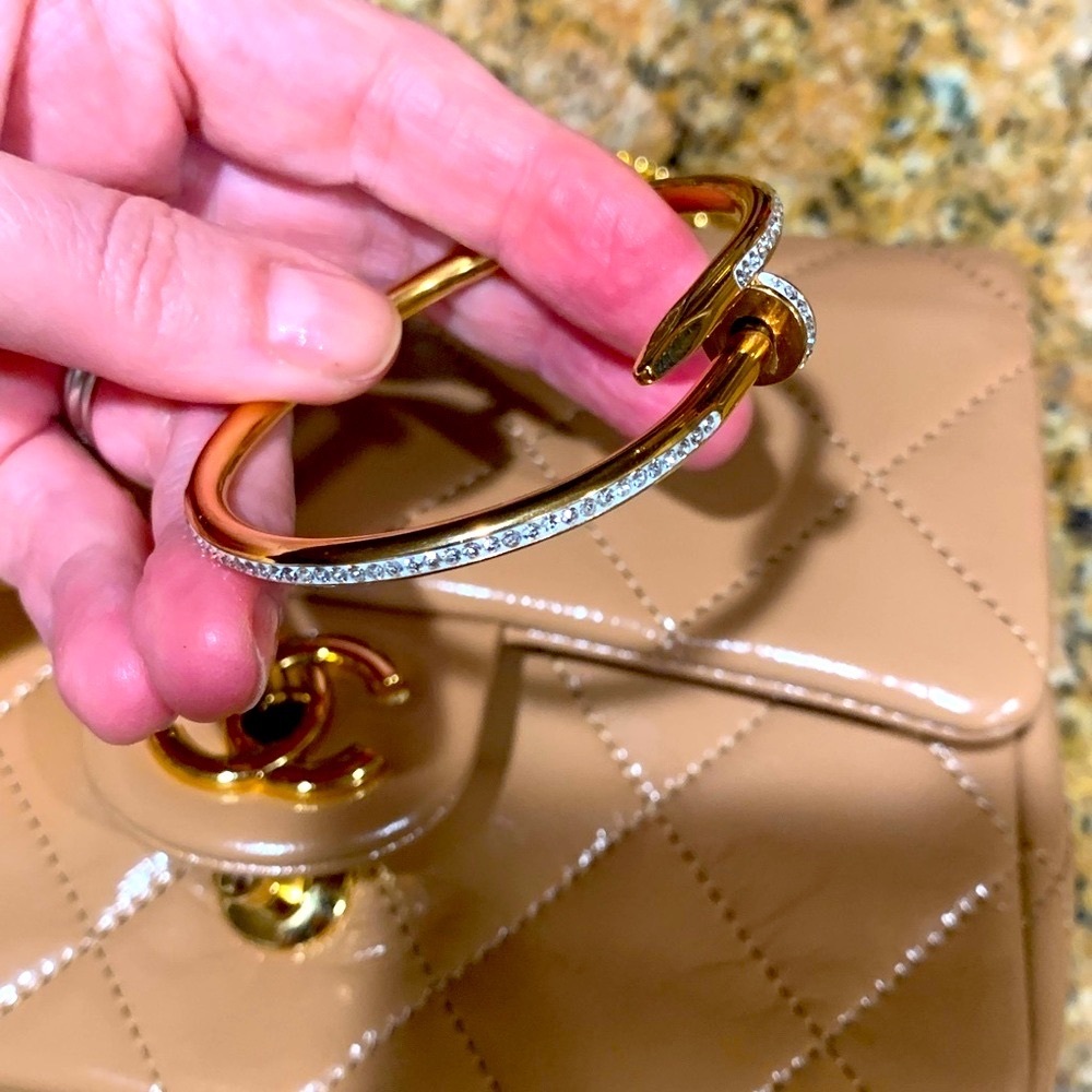 Must have fashionable design Gold plated Nail Bracelet with Crystals,new cond